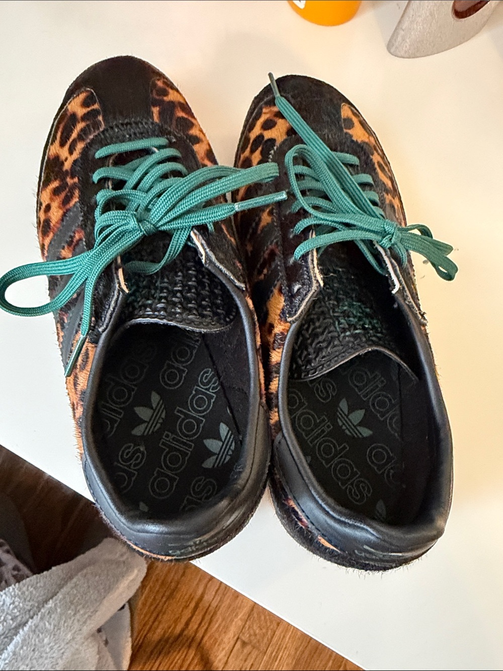 adidas Kids Leopard Print Sneakers with Green Laces - Picture 5 of 6